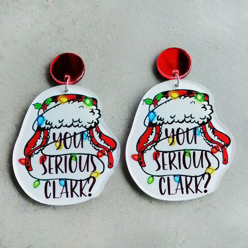 Wholesale 2 Pair/Pack Christmas Lights Round Acrylic Christmas Tree Earrings